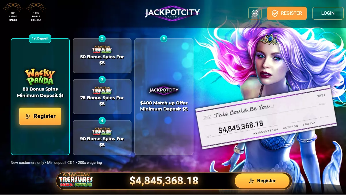 Jackpot City $1 Deposit Bonus CA