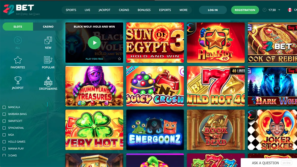 22bet casino games