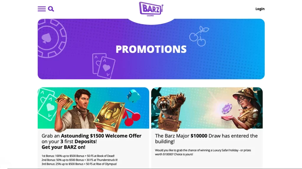 Barz Casino promotions