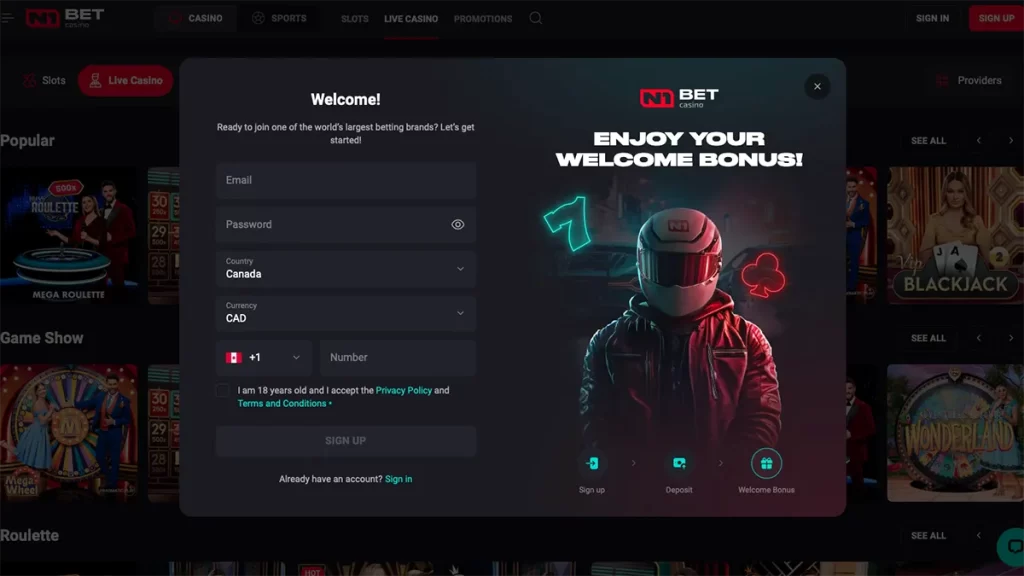 N1 Bet Casino Sign Up screenshot