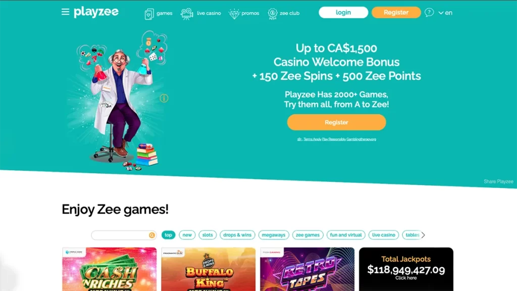 Playzee Casino homepage CA