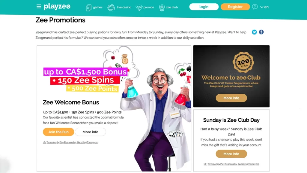 Playzee Casino promotions