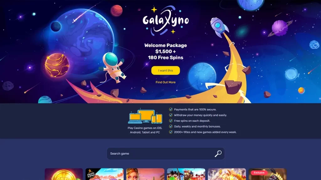 Galaxyno Casino Homepage