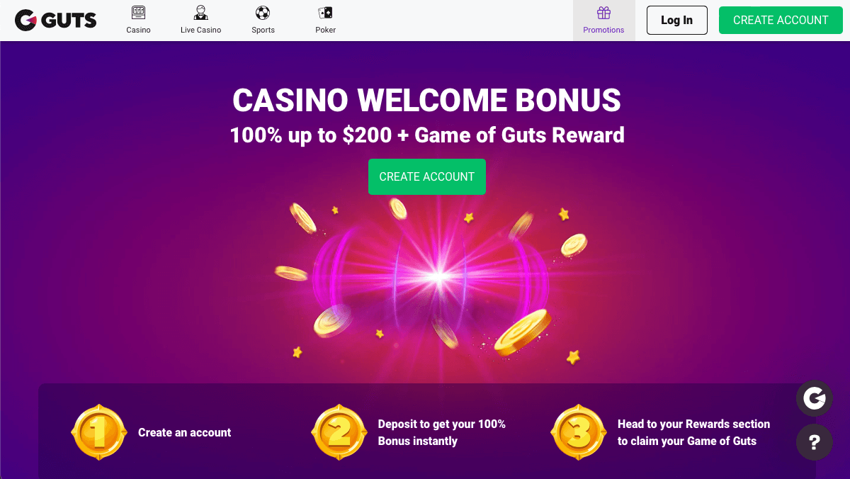 Guts casino 100 no wager free spins