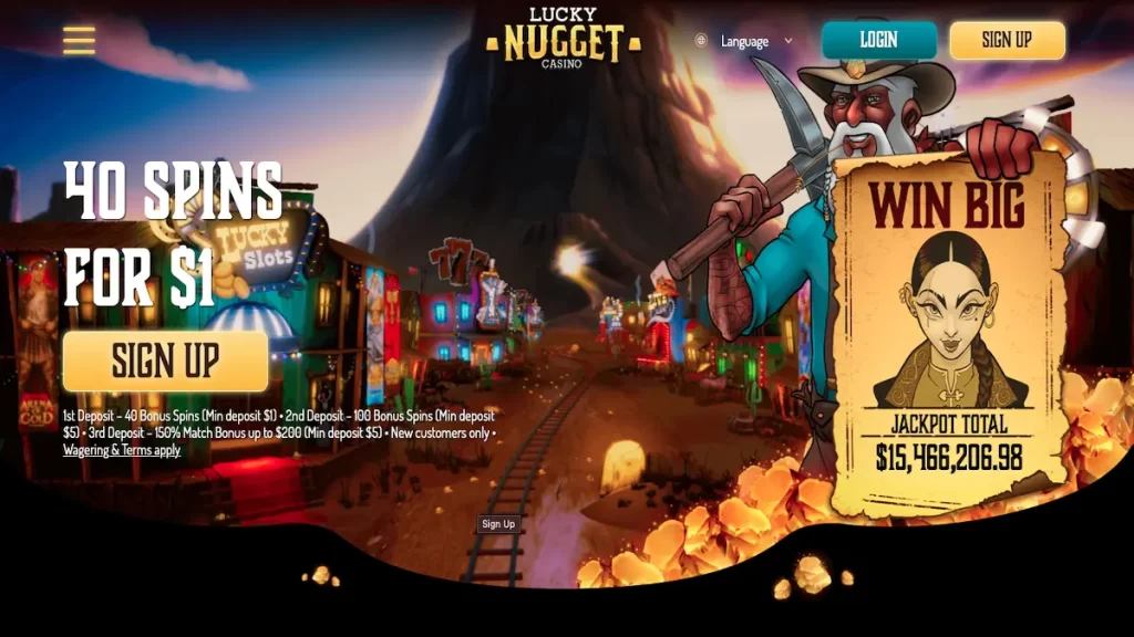 Lucky Nugget Casino 40 Free Spins for $1 deposit