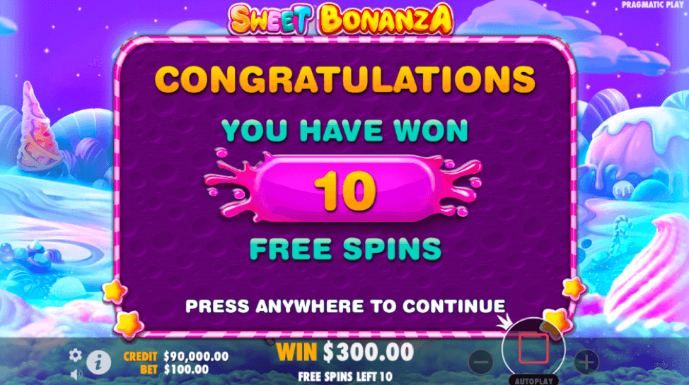 Sweet Bonanza free spins feature