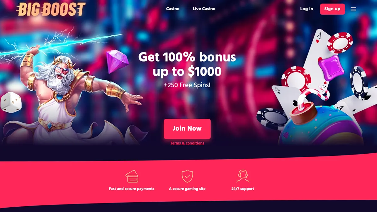 Big Boost Casino CA homapge
