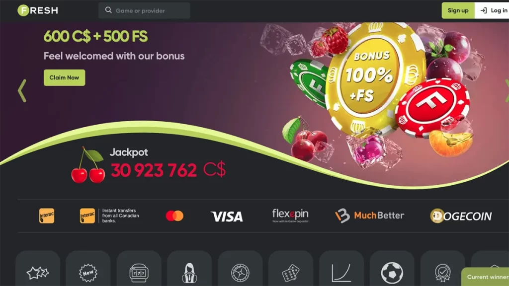 Fresh Casino Canada screenshot