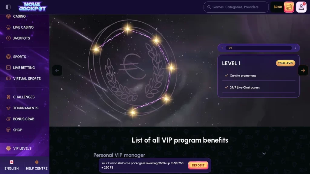 NovaJackpot Casino Promotions and VIP Program