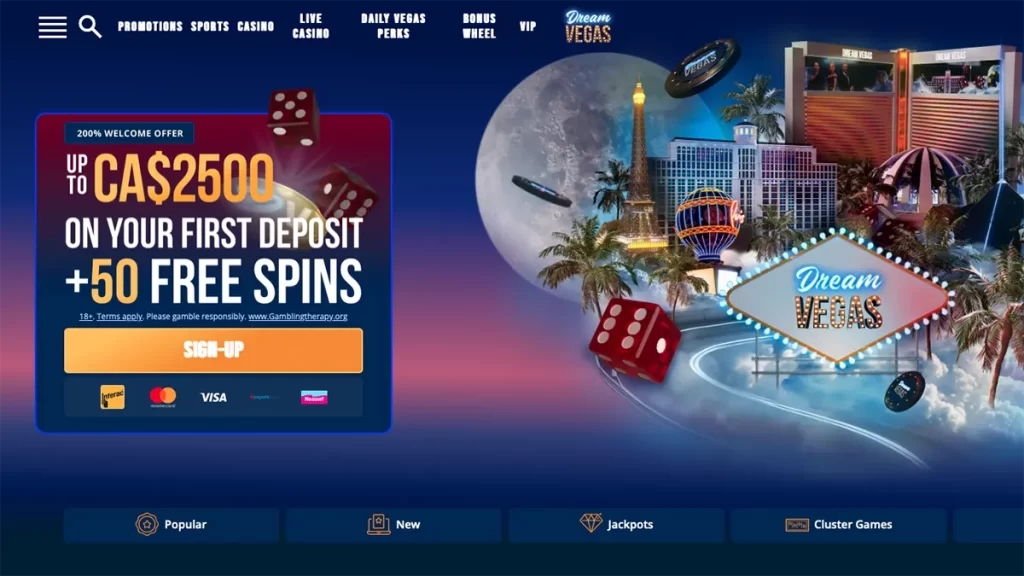 Dream Vegas Casino Canada homepage