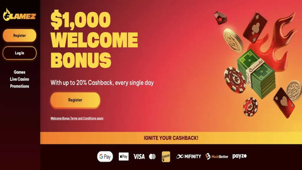 Flamez Casino Canada Homepage