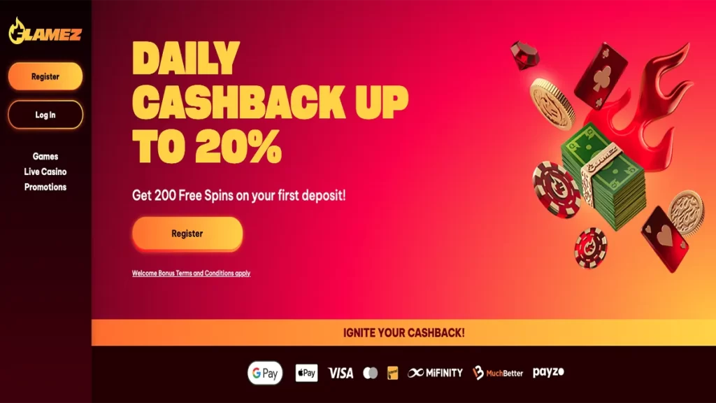 Flamez Casino Canada Hompage