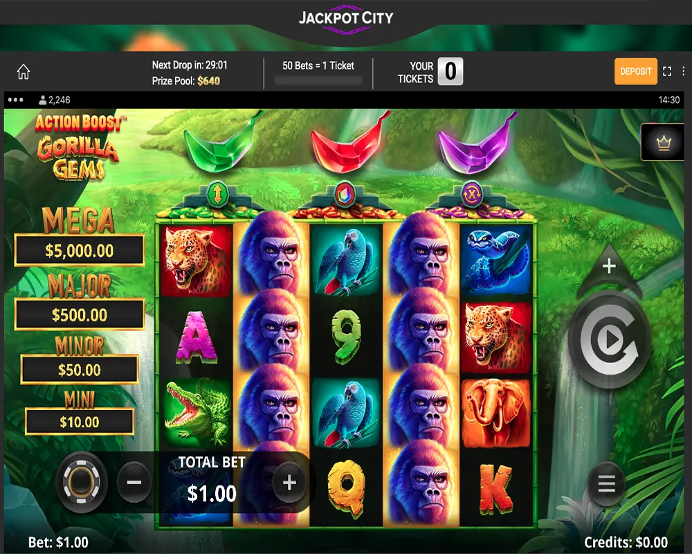 Action Boost Gorilla Gems slot screenshot