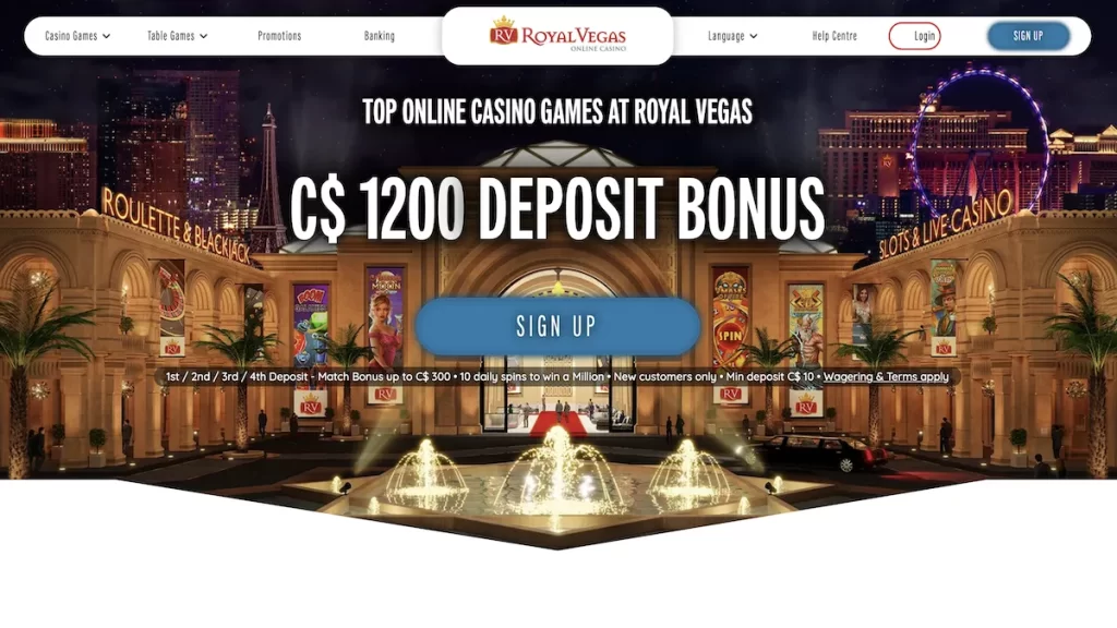 Royal Vegas Casino homepage Canada