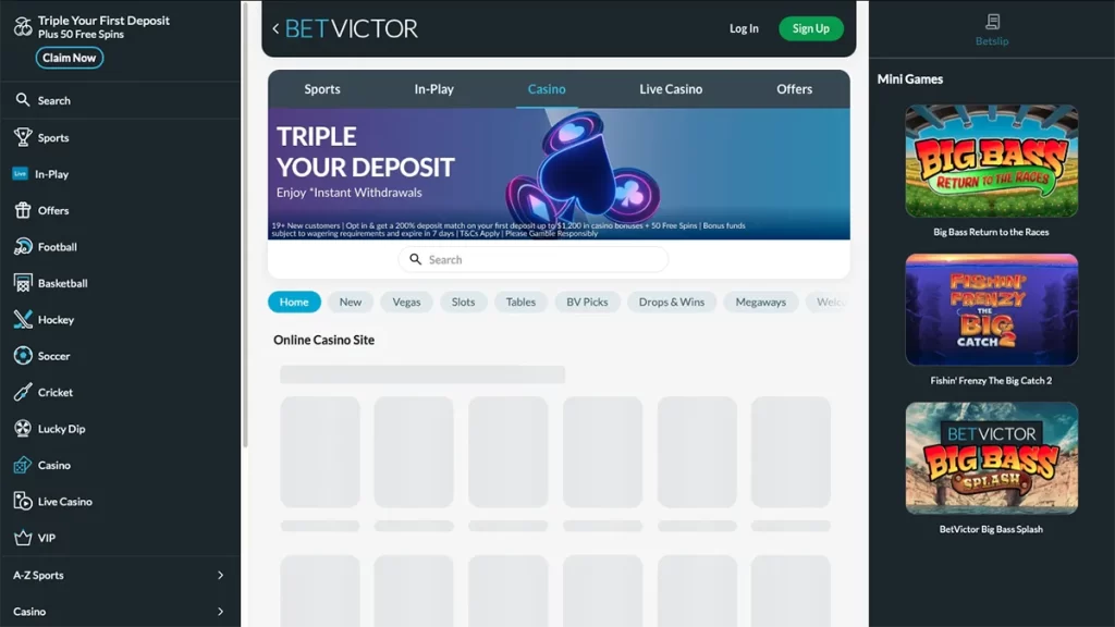BetVictor Casino CA homepage