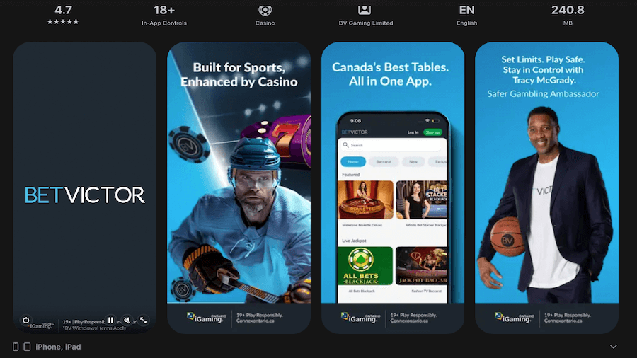 BetVictor Casino Mobile App on iOS