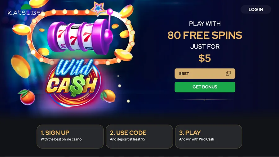 Katsubet Casino 80 free spins for $5 deposit