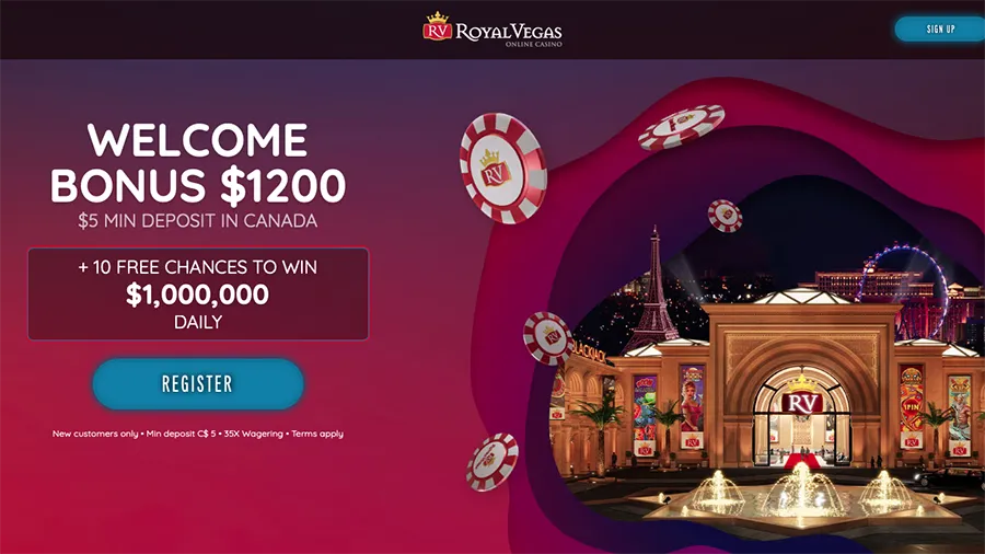 Royal Vegas Casino - Deposit $5 get C$1,200 Bonus