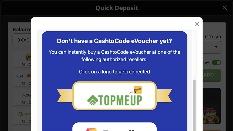 PlayAmo Casino CashtoCode authorized resellers