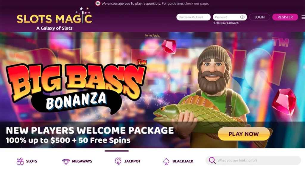Slots Magic Casino Homepage Screenshot
