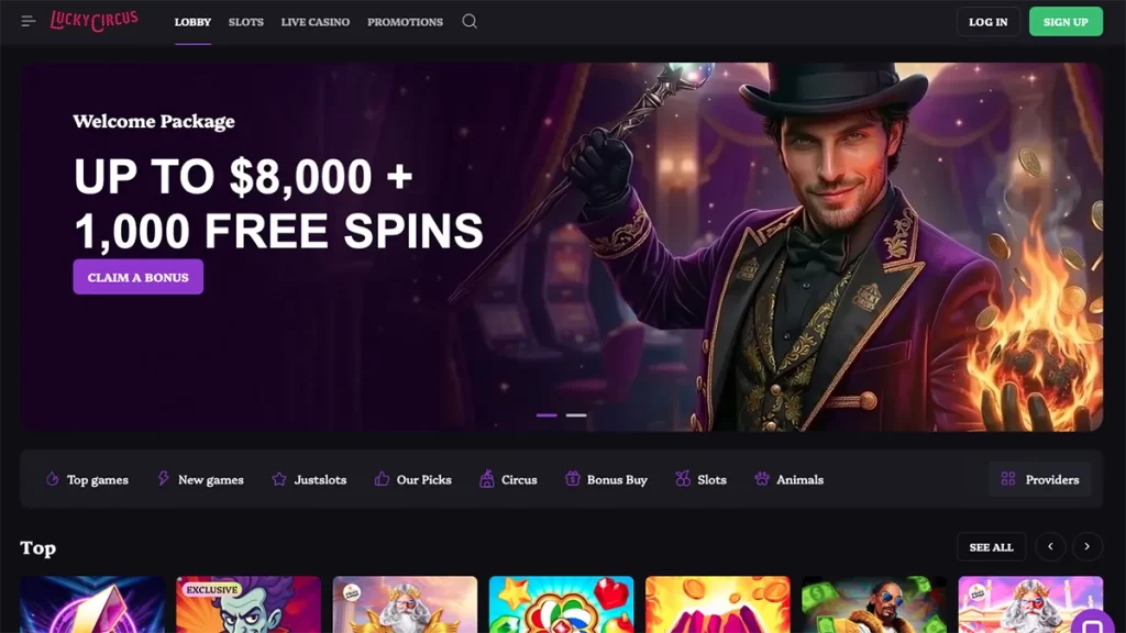 Lucky Circus CA homepage screenshot