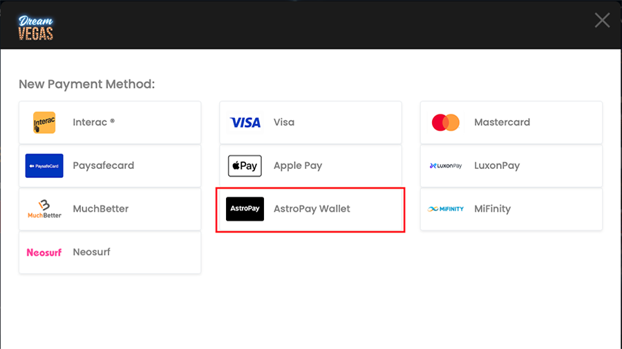 Dream Vegas Casino AstroPay