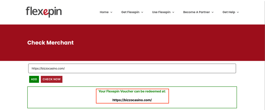 Bizzo Casino Flexepin Check Merchant