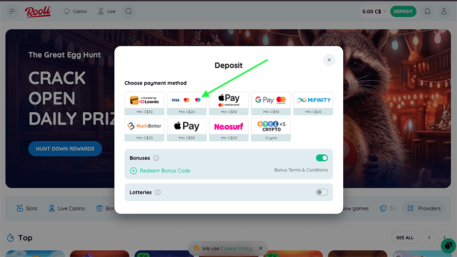 Rooli Casino Maestro Deposits