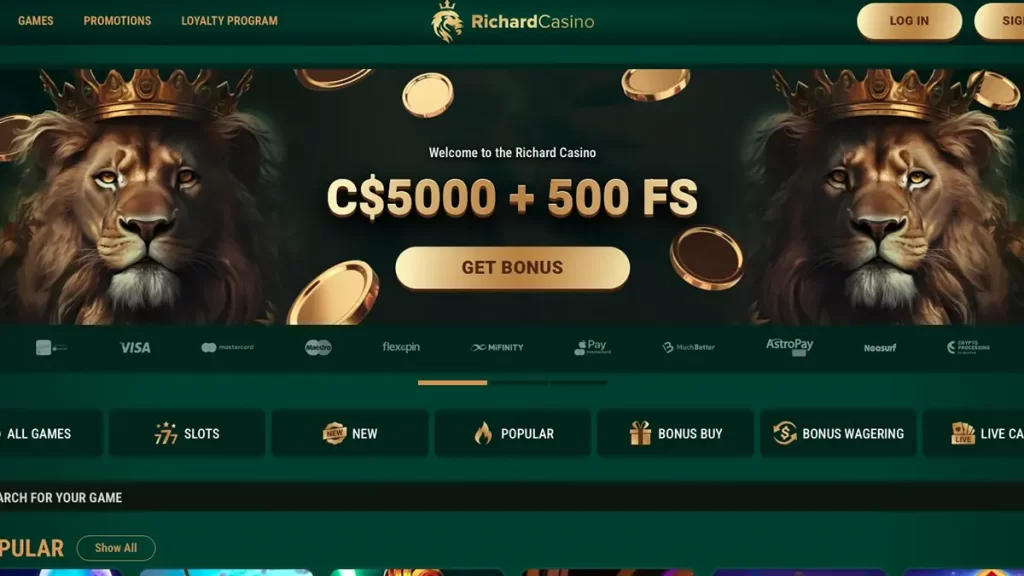 Richard Casino CA homepage screenshot