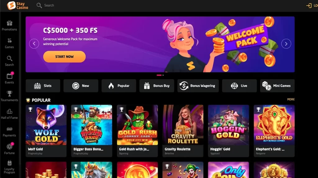 Stay Casino CA homepage screenshot