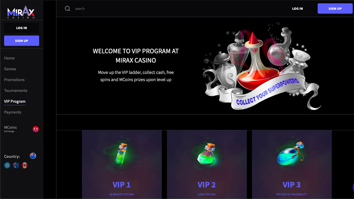Mirax Casino VIP program
