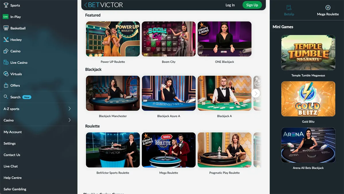 BetVictor Live Casino Games
